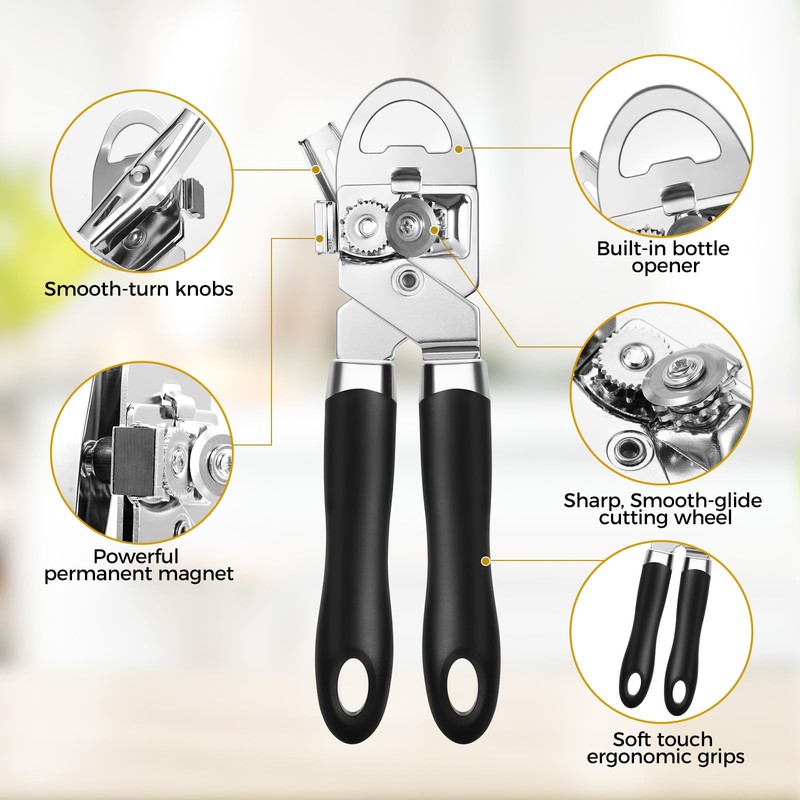 Brencco 3-in-1 Can Openers That Work, Heavy Duty Tin Opener