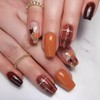 Autumn Press on Nails Medium Square - Fall Red Fake