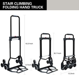 Stair Climbing Dolly,330 LB Capacity Stair Dolly Climber Heavy Duty with Telescoping Handle and 6 Wheels,Stair Climbing Hand Truck for Stairs,Moving (Black)