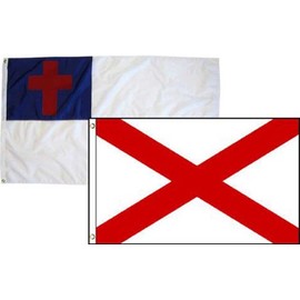 AES 3x5 Christian Christ & State Alabama 2 Pack Flag Wholesale Combo 3'x5' Banner Grommets Double Stitched Fade Resistant Premium Quality