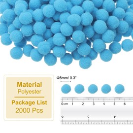 PATIKIL 0.3inch Pom Poms for Crafts, 2000pcs Small Pompoms for Crafts Mini Puff Balls Bulk High Elasticity Fuzzy Balls for Hats Christmas Art, Blue