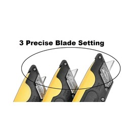 Modern Box Cutter, 3 blade depth setting , Squeeze Trigger and Edge Guides, Holster, Lanyard, Extra Blade - 1000 Orange