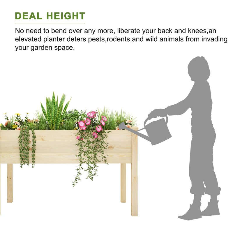 BIRASIL Outdoor Raised Garden Bed, Wood Planter Box for Vegetable
