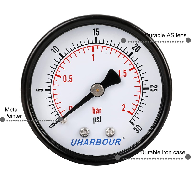 Uharbour Manómetro De Presión De Agua Para Gas Y Agua