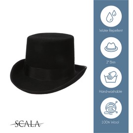 Scala Men's Wool Felt Topper Hat, Black, Large