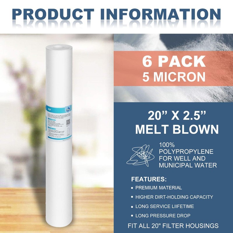 Membrane Solutions 1 Micron Sediment Water Filter Replacement Polypropylene Cartridge