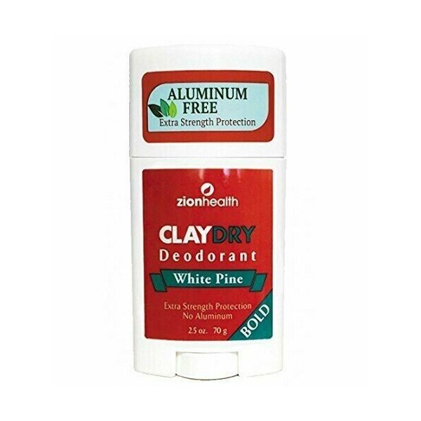 Zion Health Clay Dry Bold Deodorant Stick 2.5 oz White Pine