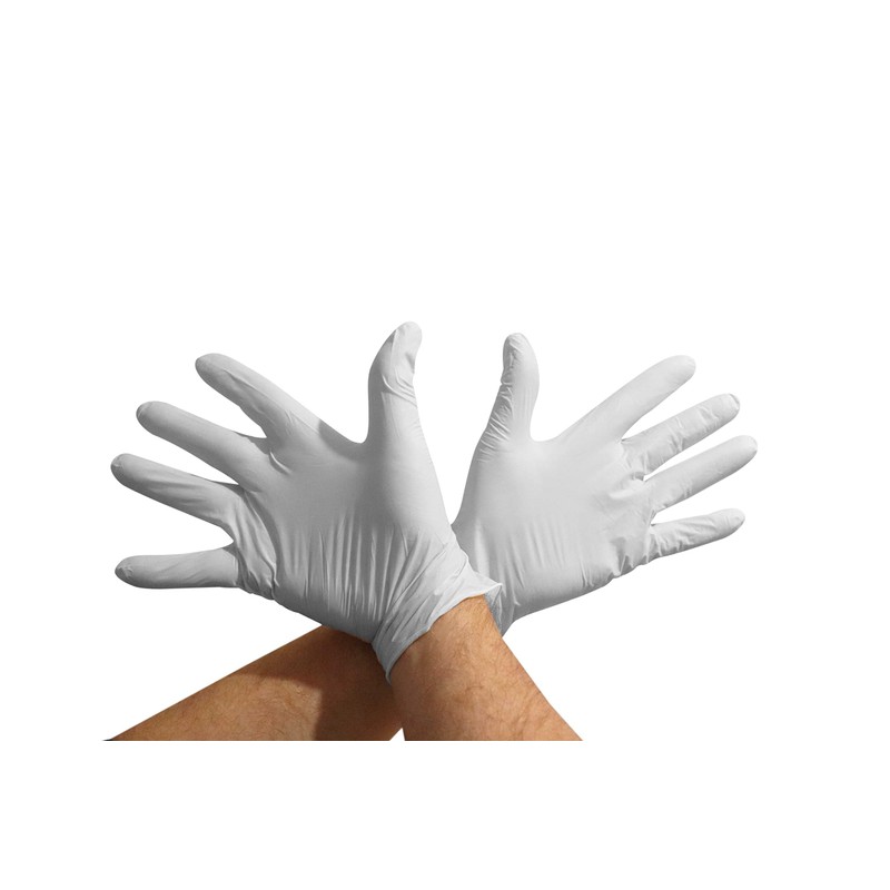 KMINA - Nitrile Gloves, White, Disposable Gloves, Latex-Free, Nitrile (200,
