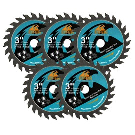 EXFEIN 3 Inch TCT Cutting Discs 5pcs - Carbide Tipped Teeth 24T Compact Circular Saw Blade for Wood Plastic, with 9.5MM-11.12mm Arbor
