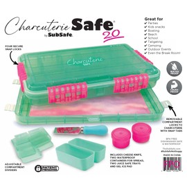 SubSafe Charcuterie Safe 2.0 Waterproof Tackle Box, Snack Storage for Beach & Parties, BPA-Free, Seafoam Green