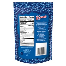 Wyman's Whole Dried Wild Blueberries - 100% Wild Blueberries, No Sugar Added, Snack Food, Topping, Baking, Resealable Bag - 4.5oz
