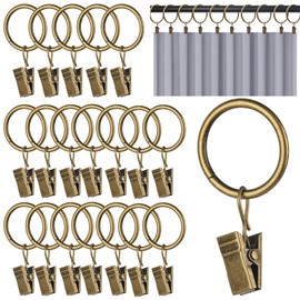 Rethan Anillo de Cortina, Clip de Anillo de Cortina de Plata de 20 Piezas, Cortina de Ducha con Gancho para el Dormitorio del baño Familiar (Bronce ciánico)