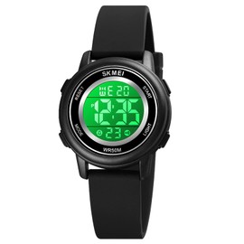 SKMEI Kids Sports Digital Watches Waterproof with Bible Verse Boys Led Light Date Watches(Black)
