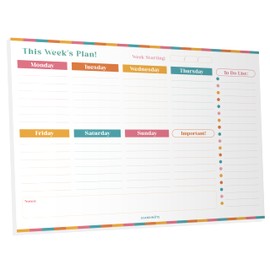 SCANDINÖTE Weekly Planner Pad. A4 Desk Pad. 52 Journal Sheets with Notes, Important & To Do List. Family, work, home, study, revision. 100gsm recycled paper. UK Made.