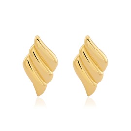 NIXMAX Chunky Gold Earrings for Women Trendy, 18k Gold Plated Statement Drop Earrings for Women Big Designer Dupes Wings Stud Hoop Earring Golden Hypoallergenic Trending Jewelry Gifts, Normal