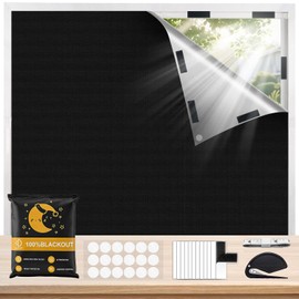 Window Blackout 100% Opaque, 420D Oxford Blackout Roller Blind, No Drilling Required, for Skylights, Bedroom, Baby Room & Living Room, Heat Insulating & Energy Efficient, 200 x 145 cm