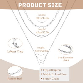 ZENGSING Women's Gold/Silver Plated Necklace Layered Pendant Necklace Adjustable Women Boho Disc Necklace Gold Butterfly Necklace Cross Necklace for Women Girls Gifts, Stainless Steel
