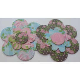 Unbranded (12) SHABBY FLORALS - Flower Chipboard Embellishments Die Cut