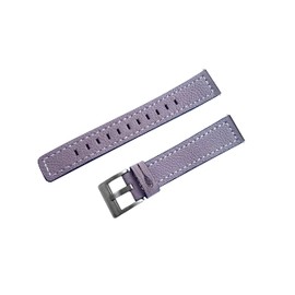 NICKSTON Purple Suede with White Stitches Leather Band Compatible with Garmin Venu Sq, Venu Sq Music Edition and Venu Smartwatches Strap B18P20 (3. Gold Color Buckle)