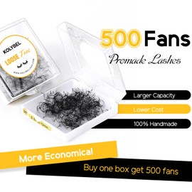 Kolybel 500 Premade Fans Lash Extension 16D 0.05 D Curl Promade Fans 11mm Premade Lash Fans for Eyelash Extension Middle Stem Handmade Loose Pre made Eyelash Fans Volume Soft Pointy Base (16D,0.05-D-11MM)