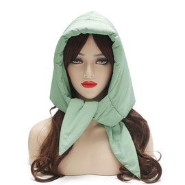 ZLYC Women Winter Down Hat Windproof Hooded Scarf Soft Warm Balaclava Skull Cap Beanie Hat(Solid Blue)