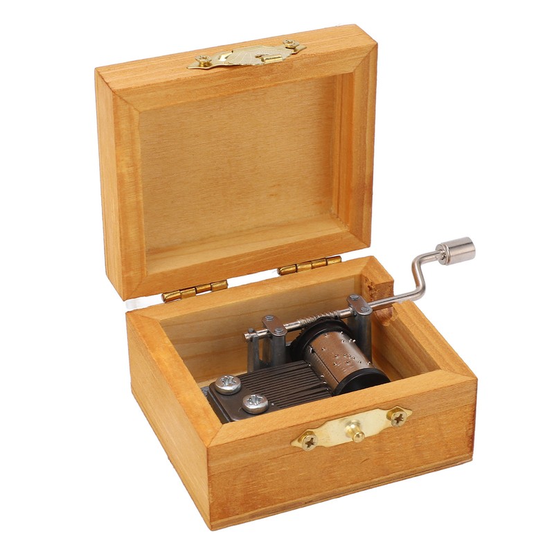 Hand Cranked Music Box Mini Portable Gemini Pattern Retro Style