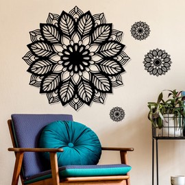 Mestiker Wall Sticker, Mandala Lotus, Mandala Wall Sticker, Removable Stylish, Scandinavian Entryway, DIY Poster, Wallpaper, Wall Decor, Kindergarten, Nursery, Children's, Room Decoration, Educational