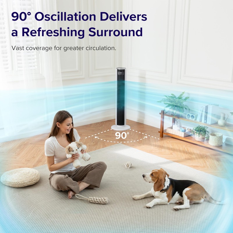 LEVOIT Tower Fan for Bedroom, Standing Fan with 28dB Quiet
