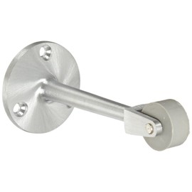 Rockwood 456.26D Brass Straight Roller Stop, 8 X 3/4" OH SMS Fastener, 4-9/16" Projection, 2" Base Diameter, Satin Chrome Plated Finish