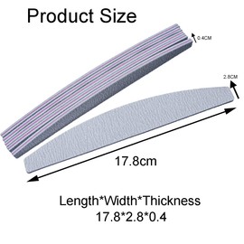 15 Pcs Nail File 100/180 Nail Files for Gel Nails Half Moon Double Sided Nail Care Tools for Home and Salon