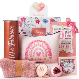 10th Birthday Gifts for Gifts,Unique Gifts Set Ideas for Turning 10 Year Old Girl Pamper Hamper Box,Happy Bday Present Basket Kit for Teen Girl Decorations for Sisters,Daughter,Niece, Granddaughter