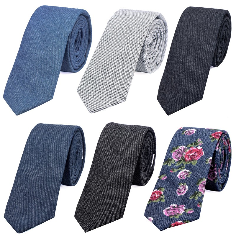 DonDon Men's Tie 6 cm Cotton Plain Checked and Polka