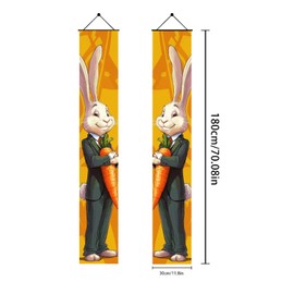 BlissYard 2pcs Easter Banner Porch Welcome Sign Decoration Funny Suit Bunny Hanging Door Banners Carrot Design for Spring and Easter Festive Indoor Outdoor Porch Decor