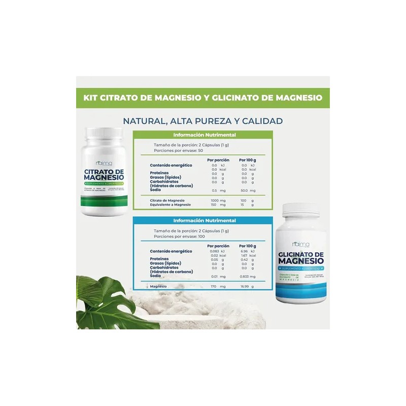 Glicinato Citrato Magnesio Naima Kit Frascos 100 Caps