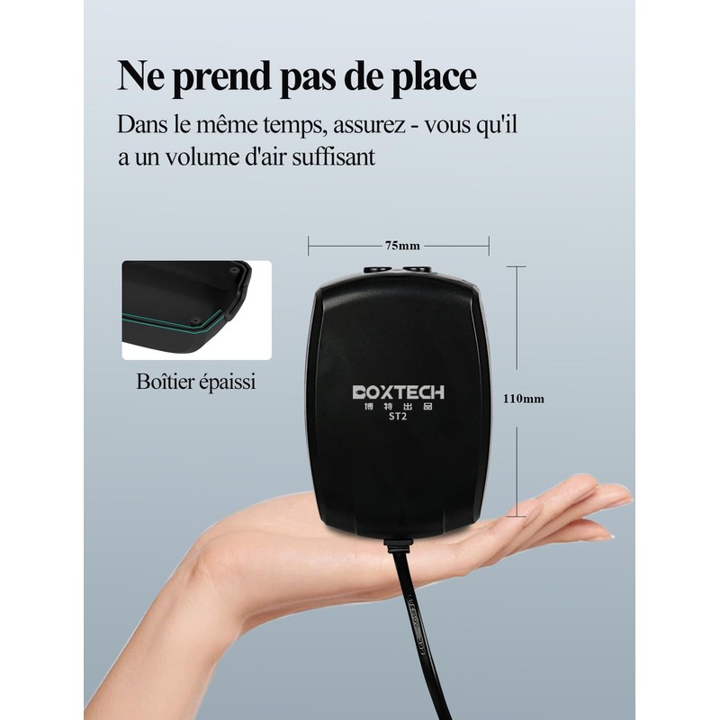 boxtech Aquarium Air Pump (3.5W, Black)