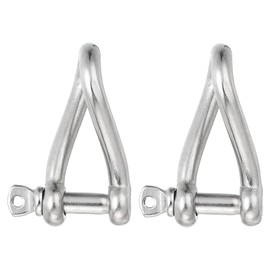 PATIKIL 316 Stainless Steel Twist Shackle 1/2" 12mm, 2 Pack 1543 Lbs Load Screw Pin Shackles for Traction Steel Wire Ropes Marine Handling Accessories