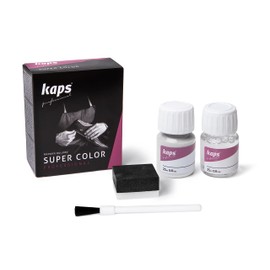 Kaps professional “Super Color” leather paint and “Preparer” for natural leather, synthetics and fabric (25 ml each) for the care and repair of leather shoes, assorted colours - White -