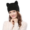 Women's Hat Cat Ear Crochet Braided Knit Caps,Black