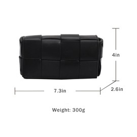 Fanny Pack with Convertible Crossbody Shoulder Bag for Women, Woven Cassette-Style Handbag Purse with Adjustable Belt (Black)