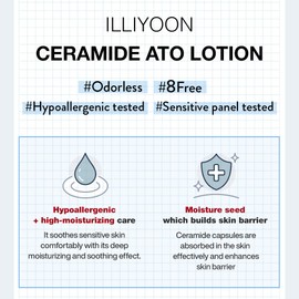 Illiyoon Illiyoon Ceramide Ato Lotion | Lightweight Moisturizer for Dry & Sensitive Skin, Barrier Repair for Face and Body, Mild for Babies, Vegan Certified, Korean Skincare, 2.3 fl.oz.