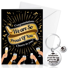 HOWAF Graduation Card Congratulations Card Well Done Proud Of You Card with Graduation Keyring for Graduation Gifts for Her Him, Class Of 2024 Gifts, School Leavers Gifts