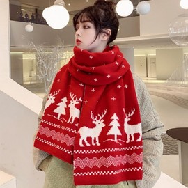 Festive Red Plaid Winter Scarf - Ideal Christmas & Lunar New Year Gift One Size / Vibrant Check + 170cm*70cm 2ea