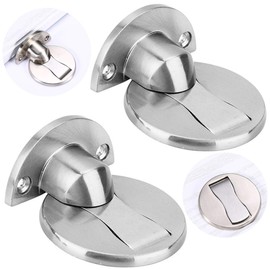 Ziyero Pack of 2 magnetic door stops, including zinc alloy, magnetic door stopper, solid door stopper, floor, suitable for office, home, bedroom, bathroom, hotel, restaurant or other places (silver)