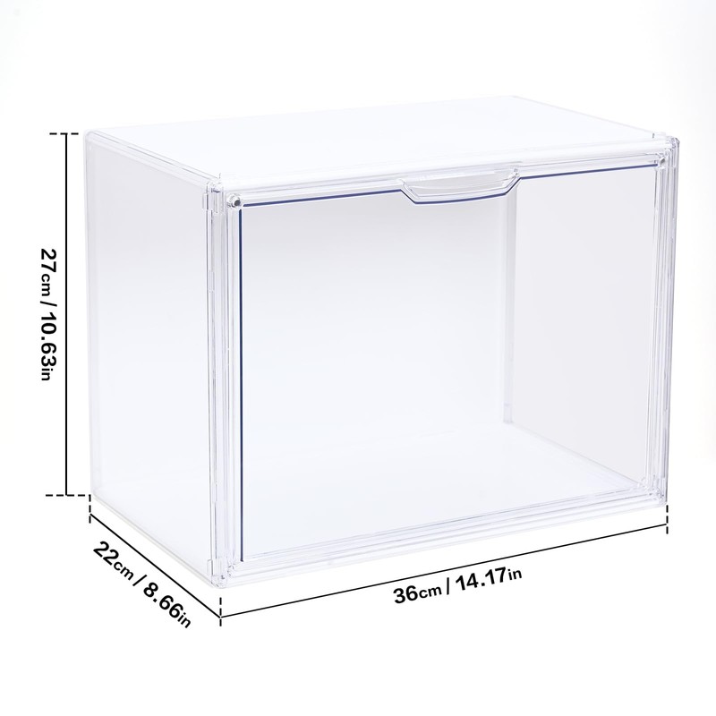 GUDEMAY Clear Acrylic Display Case with Light, Dustproof Stackable Showcase