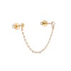 9ct Gold Round Disc Clear CZ Double Stud Chain Earring