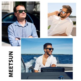 MEETSUN Retro Polarized Sunglasses for Women Men Classic Mirror Lens Driving Sun Glasses 100% UV Protection (3 Pack) Black/Silver/Olive