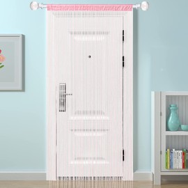 HSYLYM Spaghetti String Curtains for Doorways Privacy Door Frame Tassel Hippy Wall Kitchen Hallway Boho Fringe Curtain Hanging Door Room Dividers Decor 1 Panel（39×86in/100×220cm,Baby Pink）