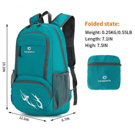 FENGDONG - Mochila de viaje plegable y ligera, impermeable, plegable, para senderismo, para hombres y mujeres, color verde