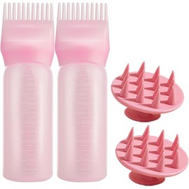 Root Comb Applicator Bottle and Scalp Massager Shampoo Brush, 2Pcs Hair Oil Applicator Root Comb Applicator Bottles with Scalp Massager Brushes, Hair Oil Applicator Bottle Root Comb Applicator Bottle