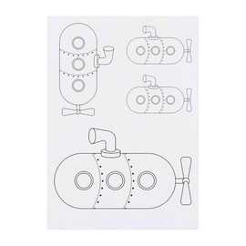 4 x 'Submarine Toy' Temporary Tattoos - Water Resistant, Skin-Safe, Non-Toxic Transfers, Mixed Sizes (TO00082218)